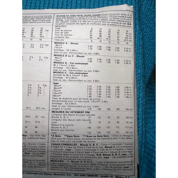 McCalls 2985 pattern swing skirt blouse 1980s size 16 - Picture 6 of 6